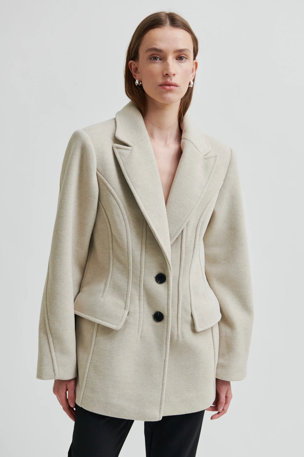 Second Female - Mood Beige Melange Wool Blend Blazer