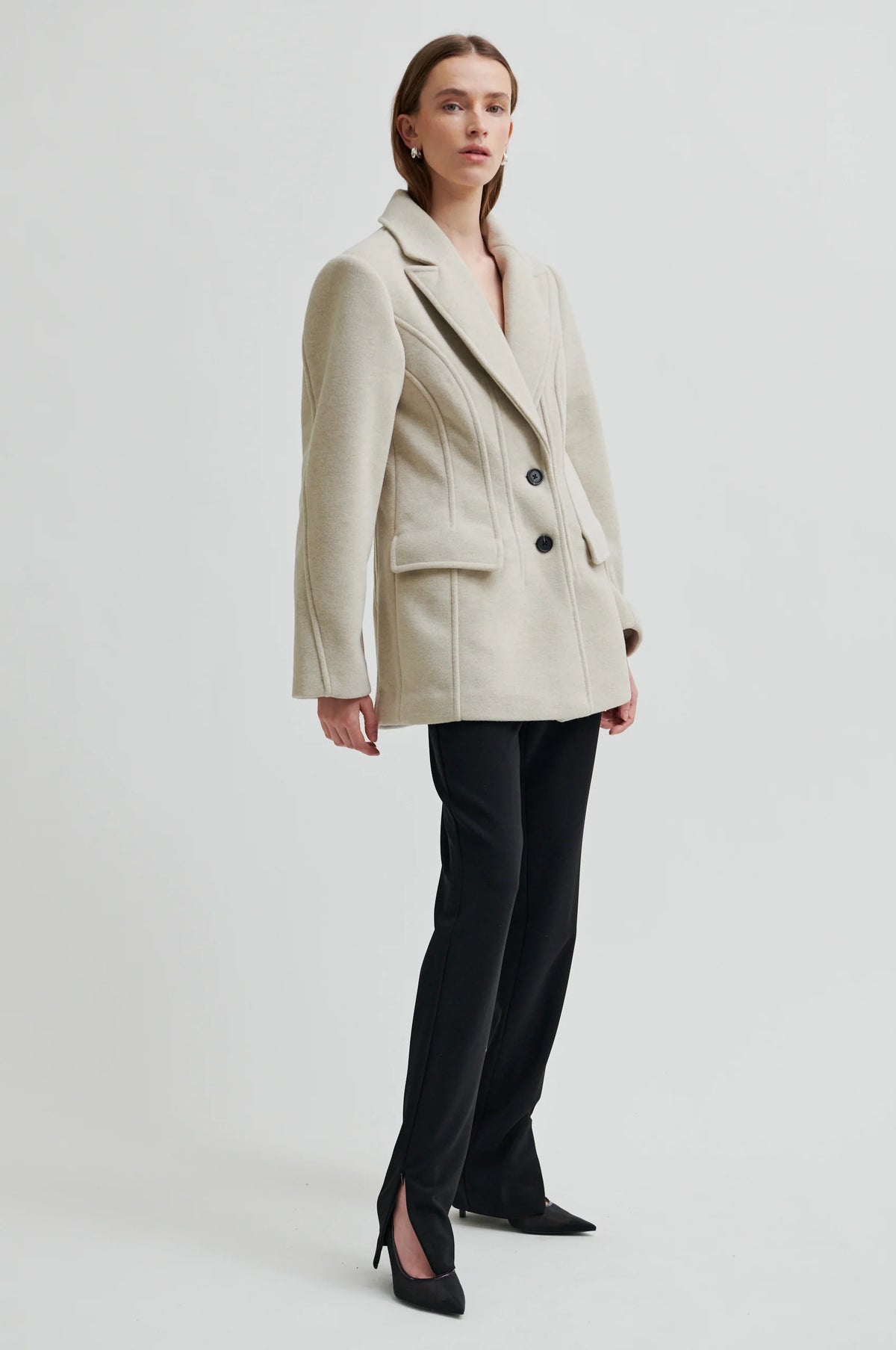 Second Female - Mood Beige Melange Wool Blend Blazer