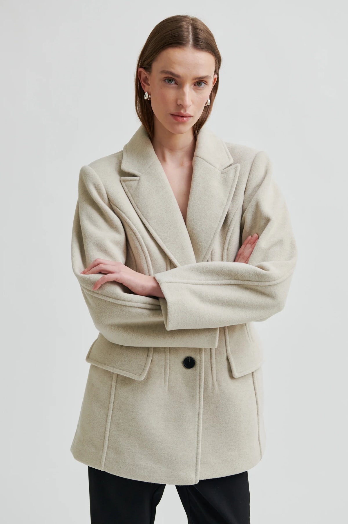 Second Female - Mood Beige Melange Wool Blend Blazer