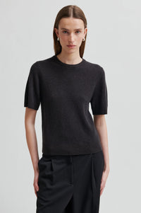 Second Female - Leara Black Sand bow detail knit