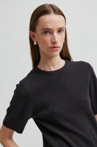 Second Female - Leara Black Sand bow detail knit