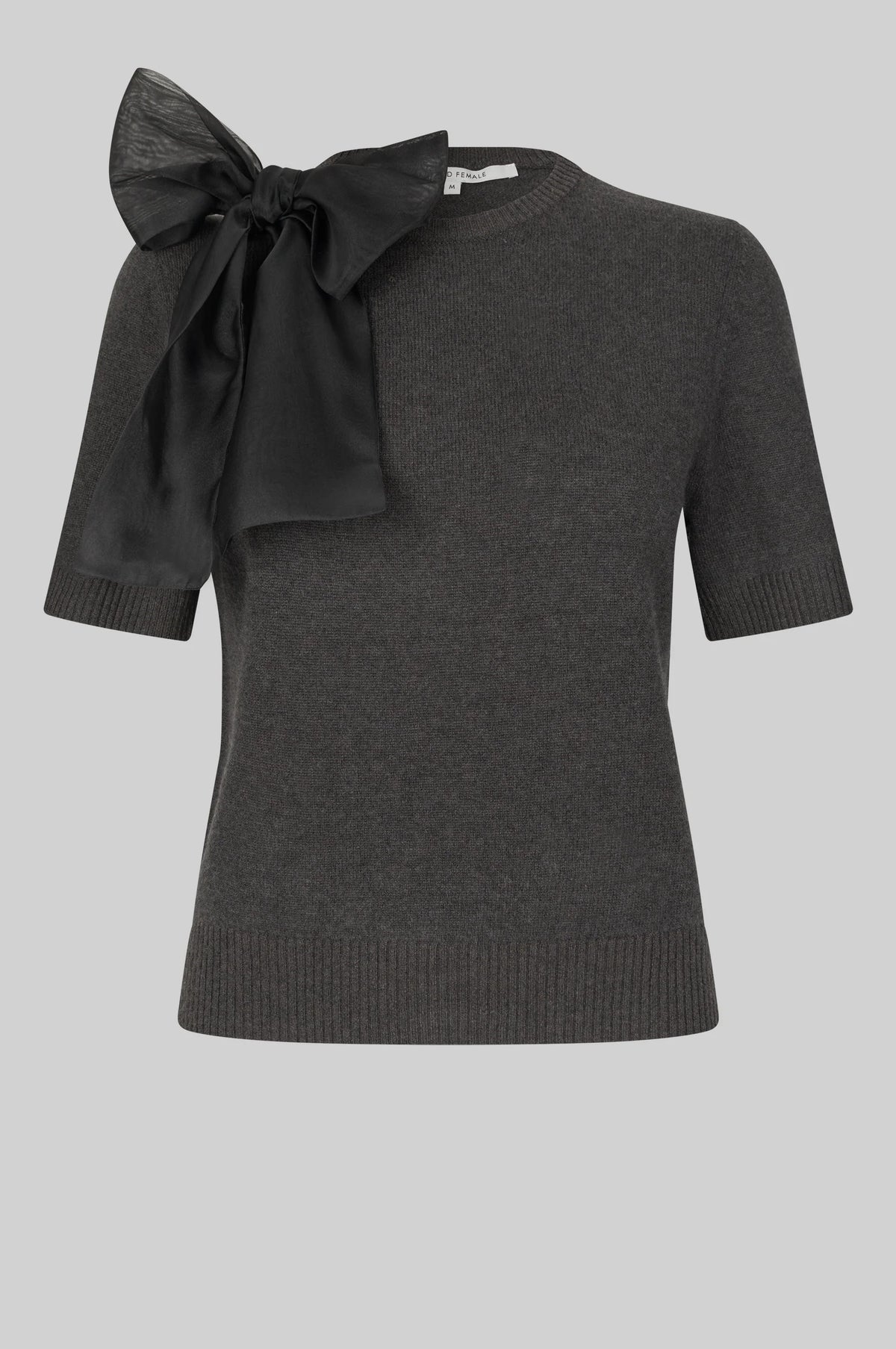Second Female - Leara Black Sand bow detail knit
