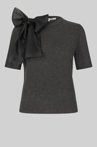 Second Female - Leara Black Sand bow detail knit