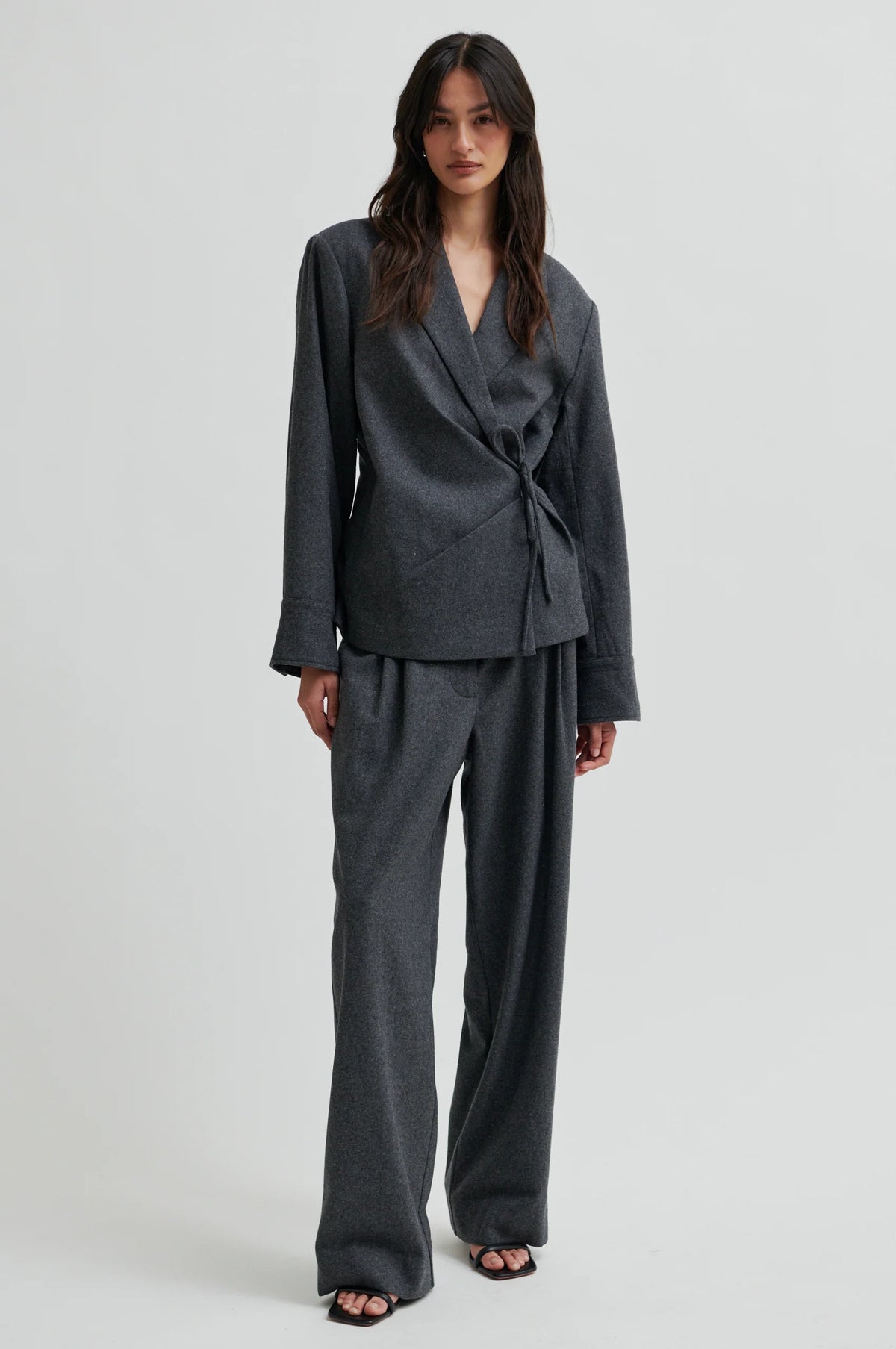 Second Female - Milea Dark Grey Melange Wool Blend Shirt