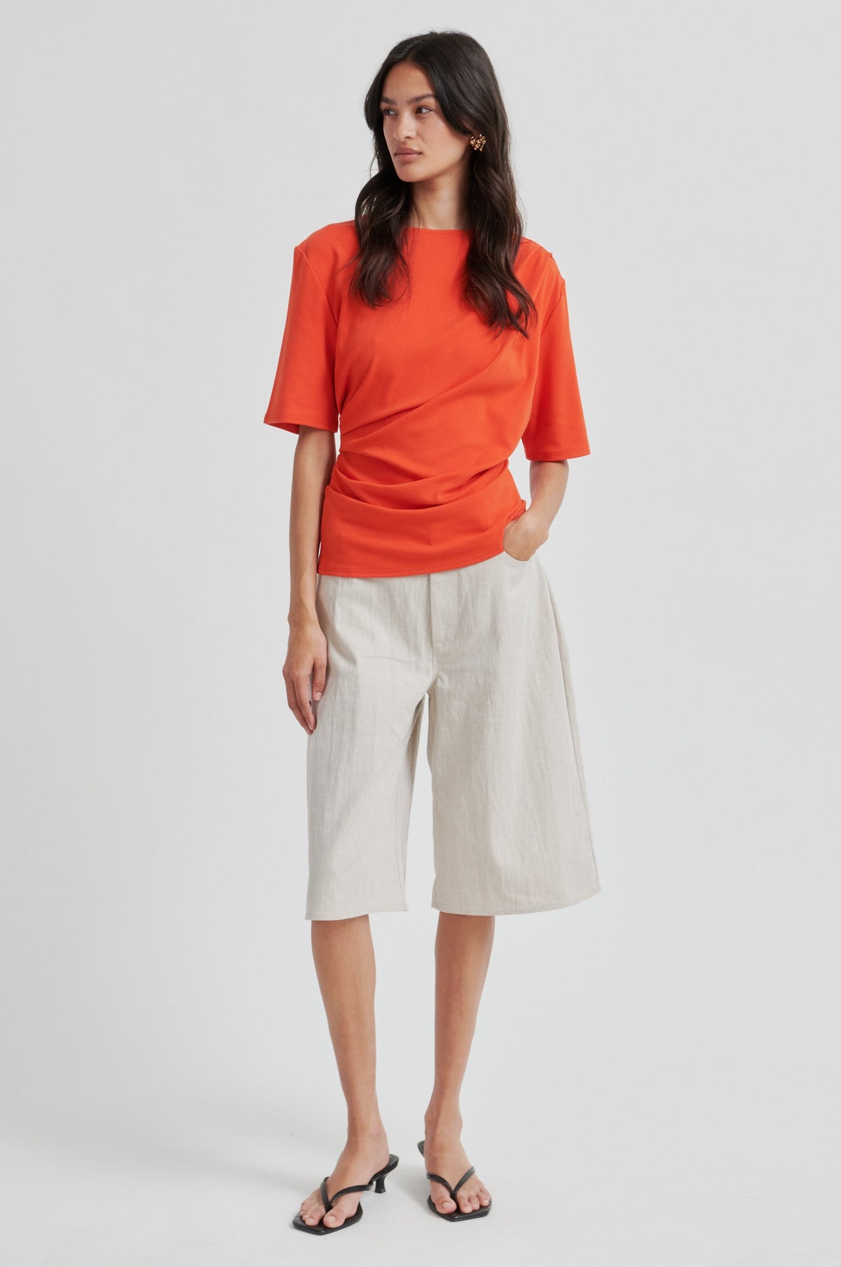Second Female Ulina Drape Tee - Poinciana