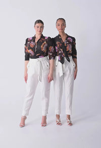 Once Was - Calantha Cotton Silk Ruched Sleeve Shirt - Sunset Orchid