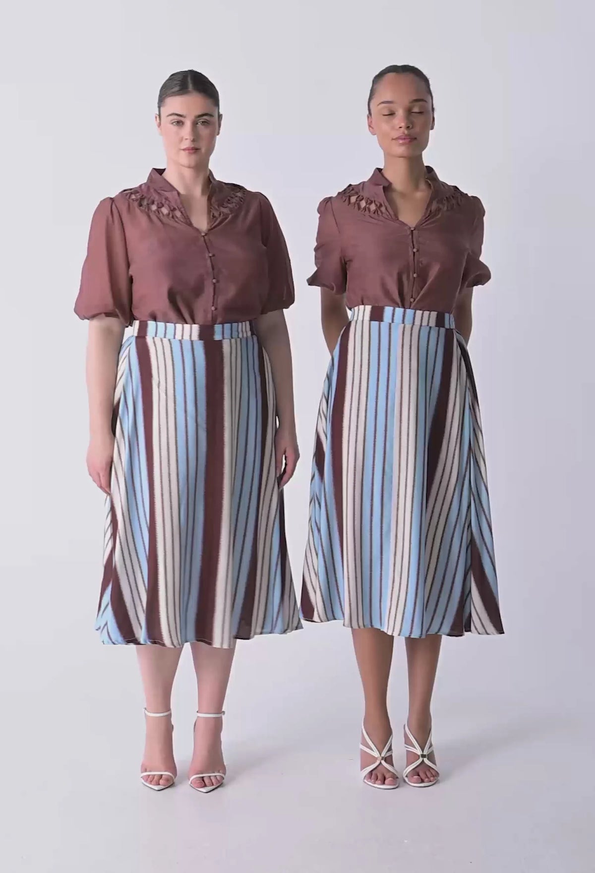 Once Was - Iris Viscose Blend Skirt - Iridescent Stripe