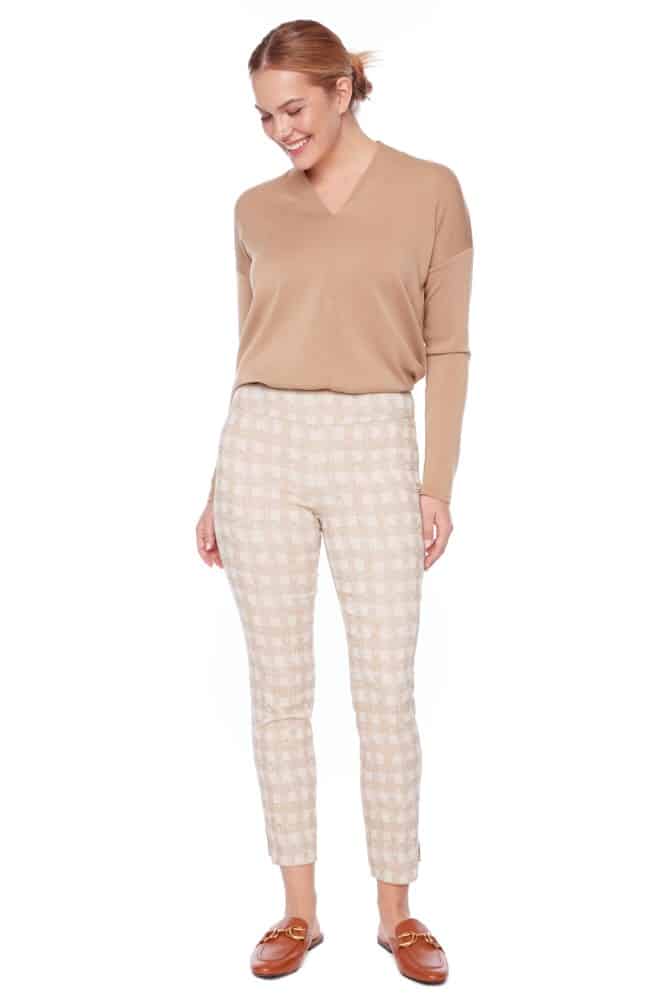 UP - Ecru Plaid Techno Ankle Pant