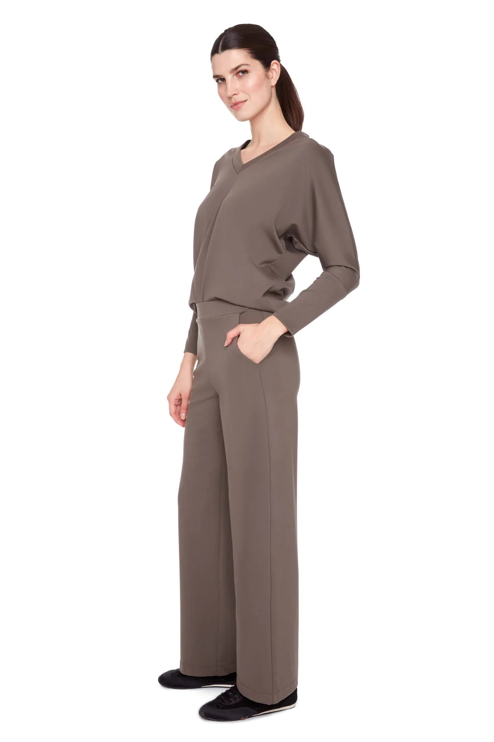 UP - Light Ponte Wide Leg Pant - Clay 68260UP