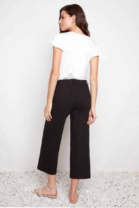 Up Pants Textured Techno Wide Leg Cropped Pant Black Loom detail