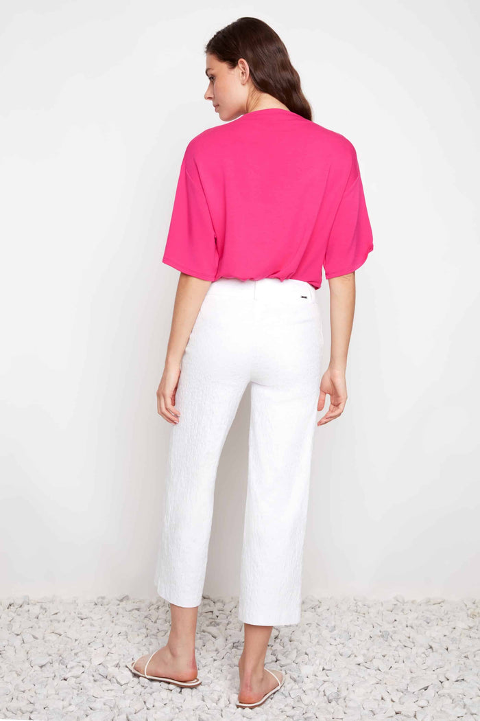 Up Pants Textured Techno Wide Leg Cropped Pant White Loom detail