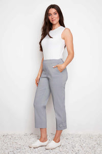 Up Pants Navy Stripe Techno Button-Tab Cropped Pant back