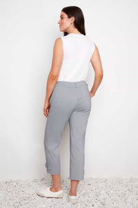 Up Pants Navy Stripe Techno Button-Tab Cropped Pant detail