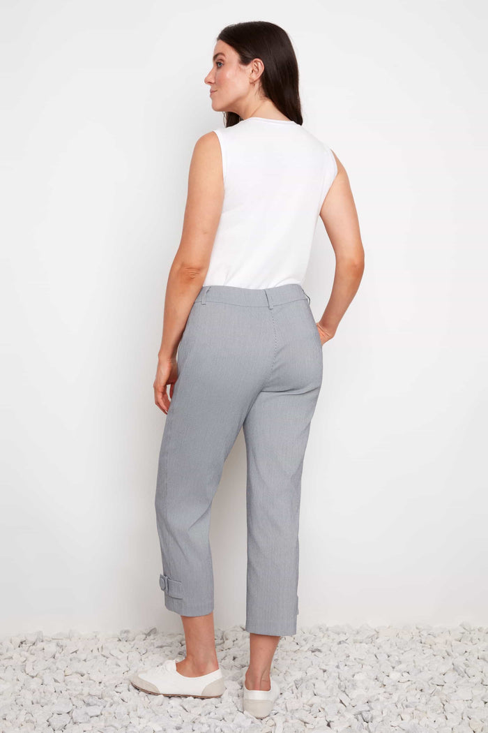 Up Pants Navy Stripe Techno Button-Tab Cropped Pant detail
