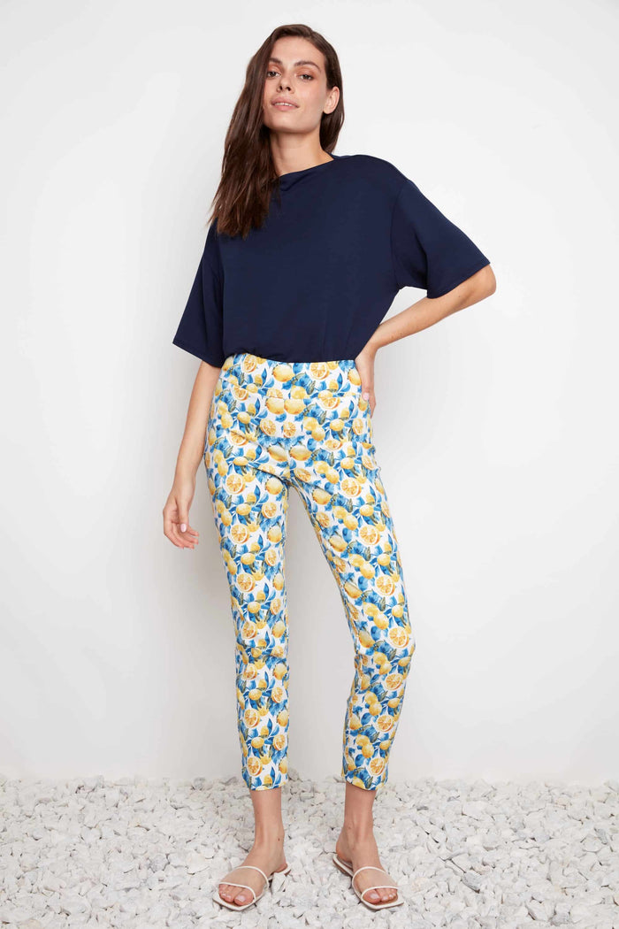 Up Pants Lemon Blossom Techno Petal-Slit Ankle Pant