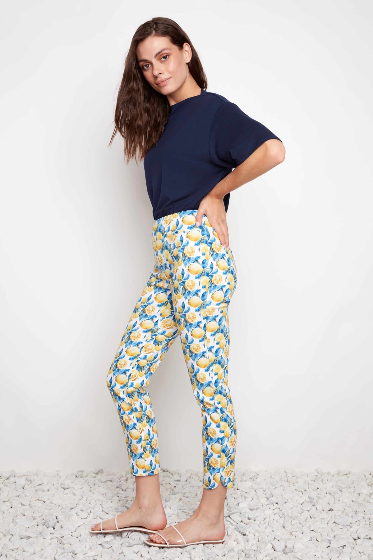 Up Pants Lemon Blossom Techno Petal-Slit Ankle Pant back