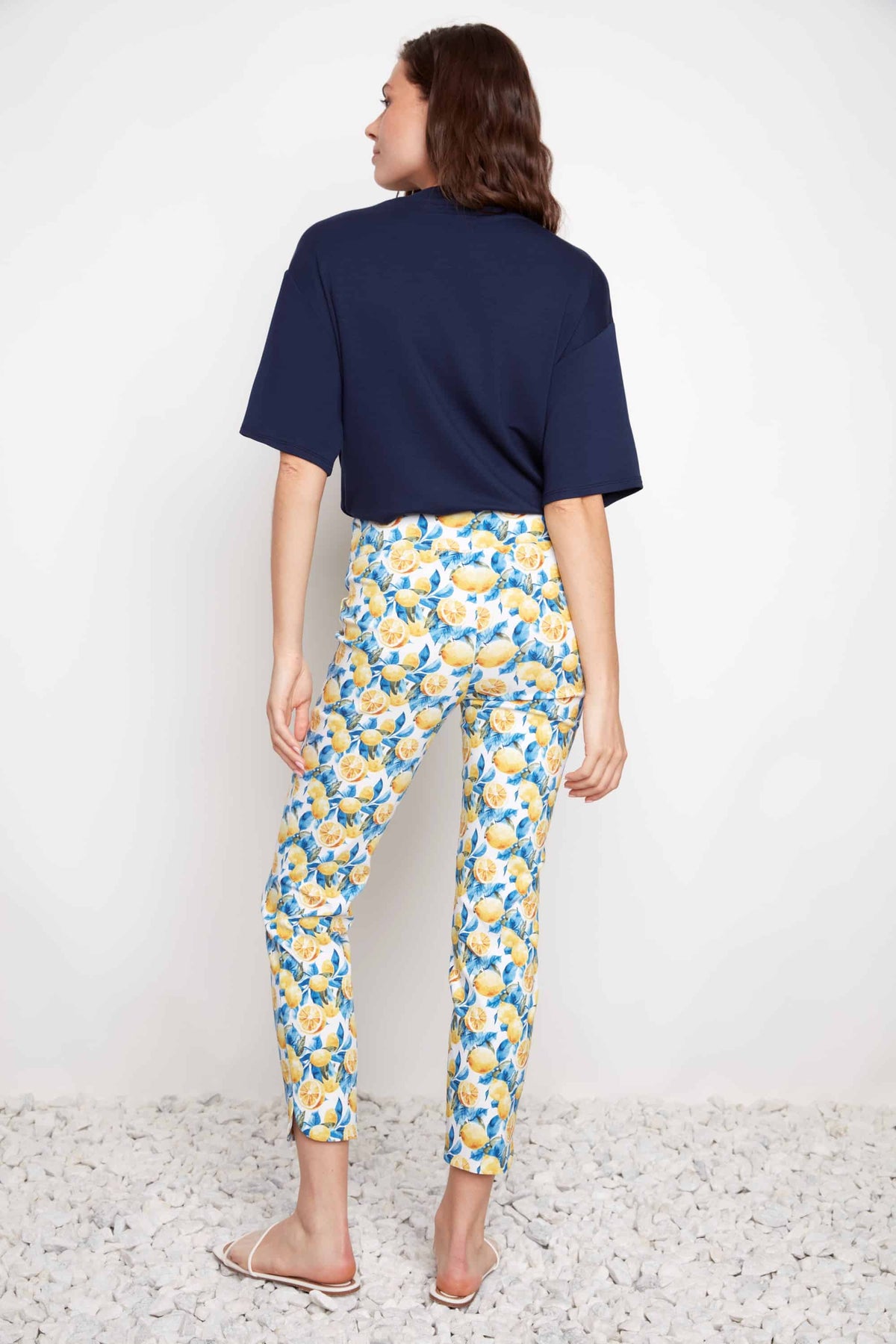 Up Pants Lemon Blossom Techno Petal-Slit Ankle Pant detail