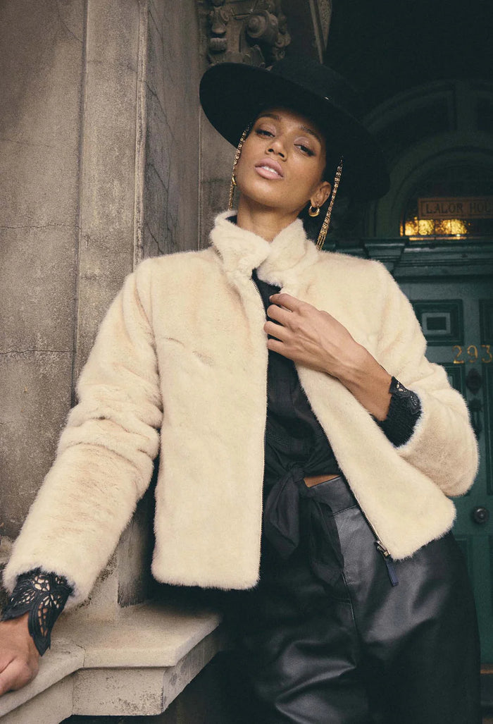 Once Was - Rylie Reversible Placement Print and Faux Fur Jacket