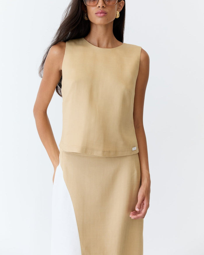 Eder by Anna Renee Shell Top Caramel Herringbone