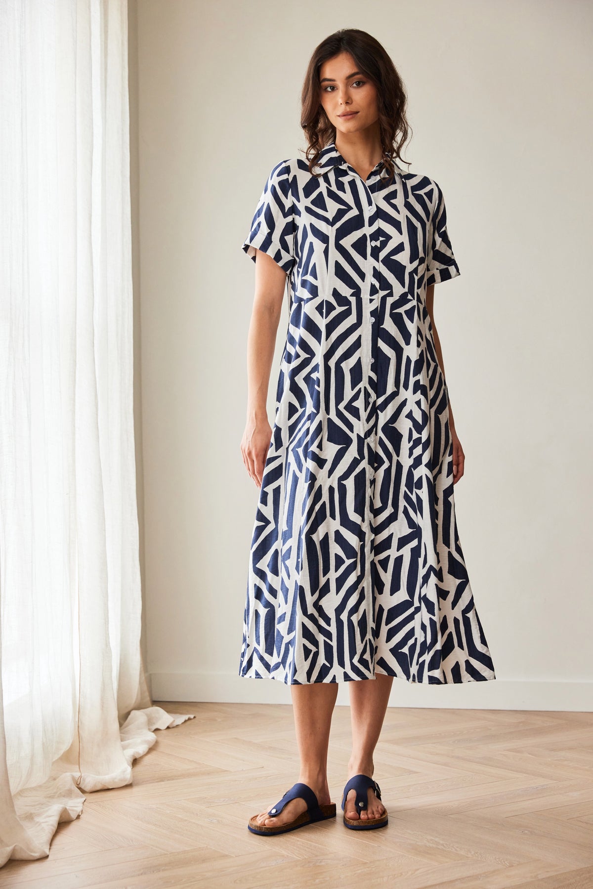 Peruzzi - Geo Block Print Dress - Navy