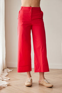 Peruzzi - Cotton Hem Trouser - Red