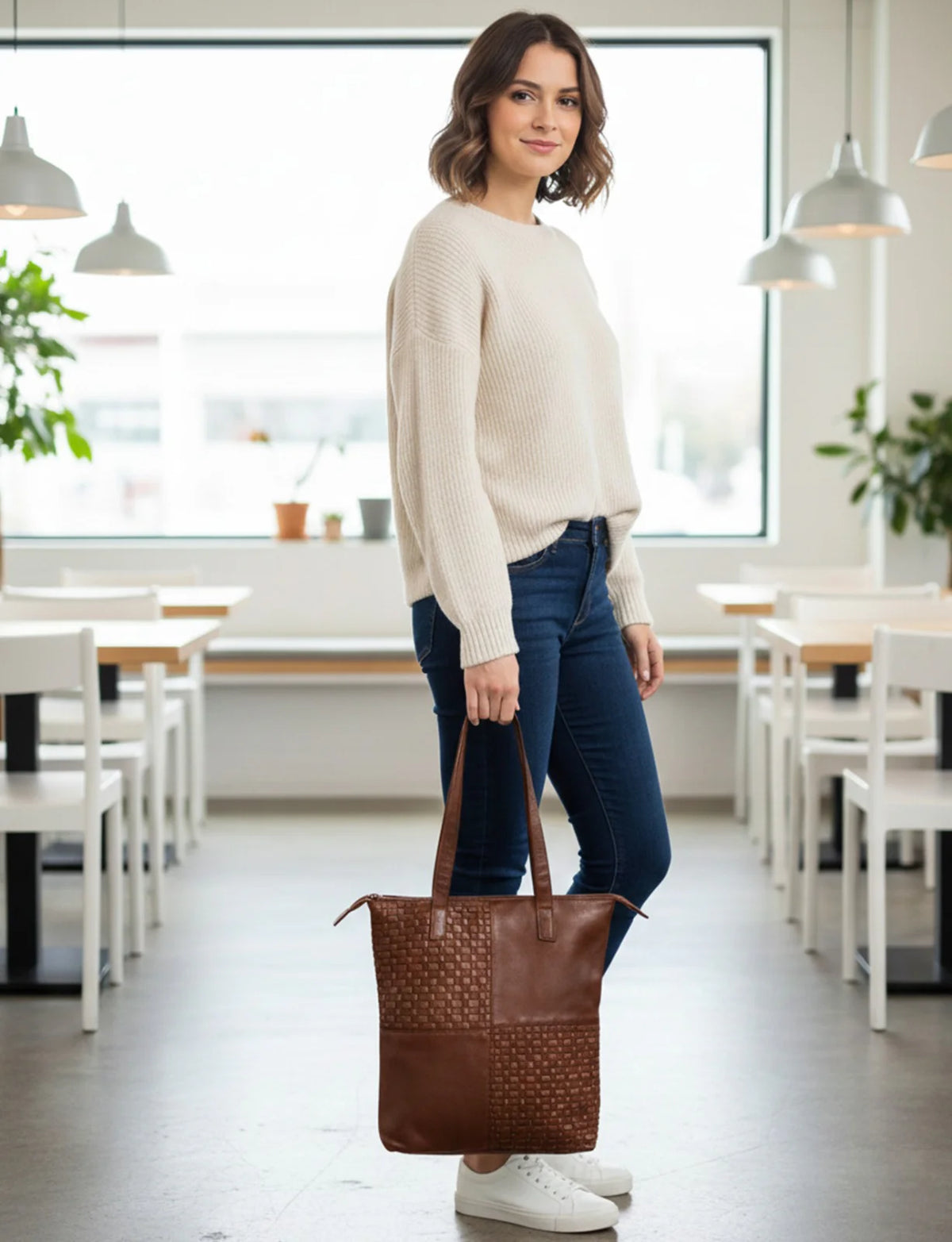 Serenade Leather - Long Reach Panelled Leather Bag