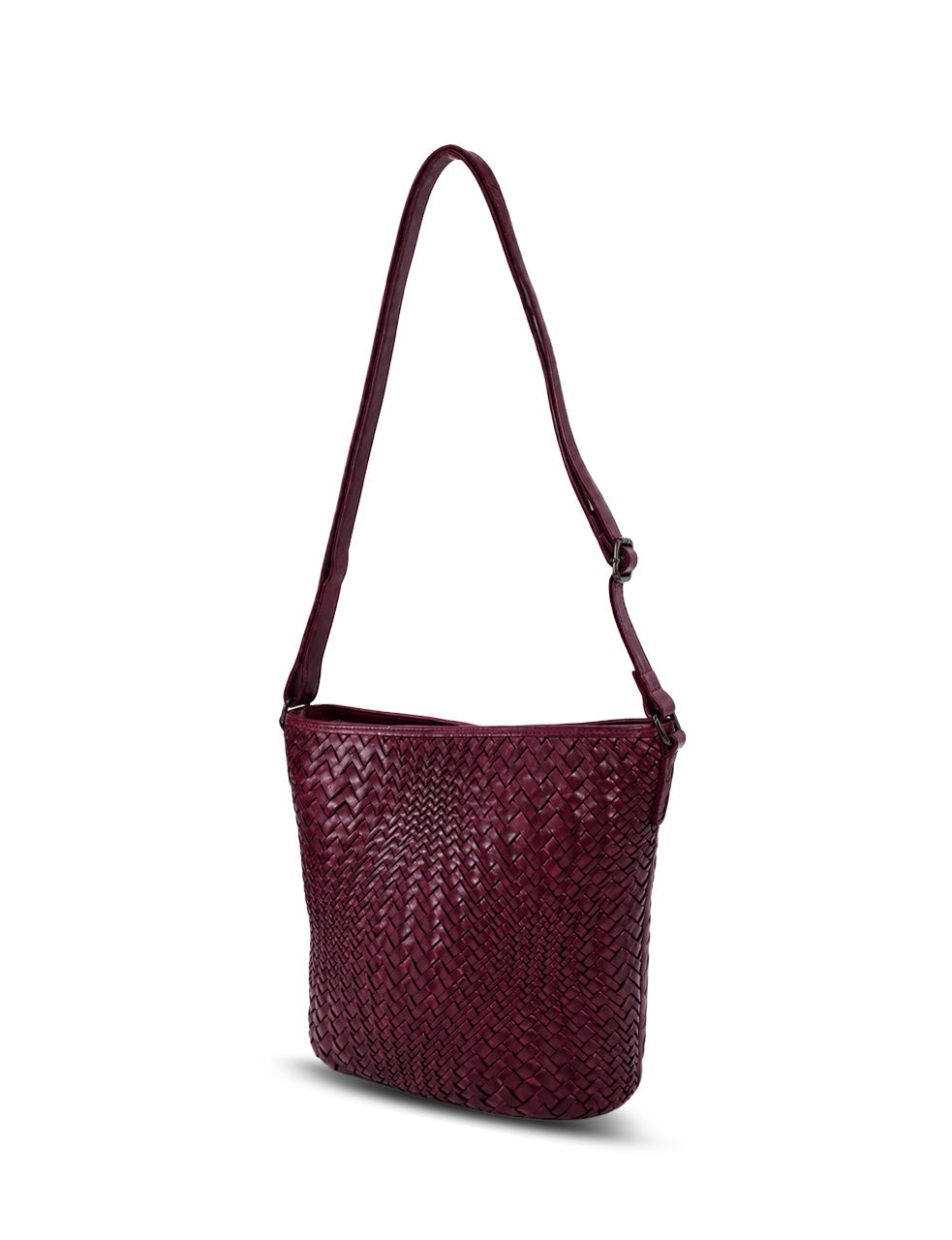 Serenade Coogee cross body bag in purple, woven front detail