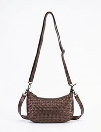 Serenade Sorrento Moon woven leather cross body bag in copper
