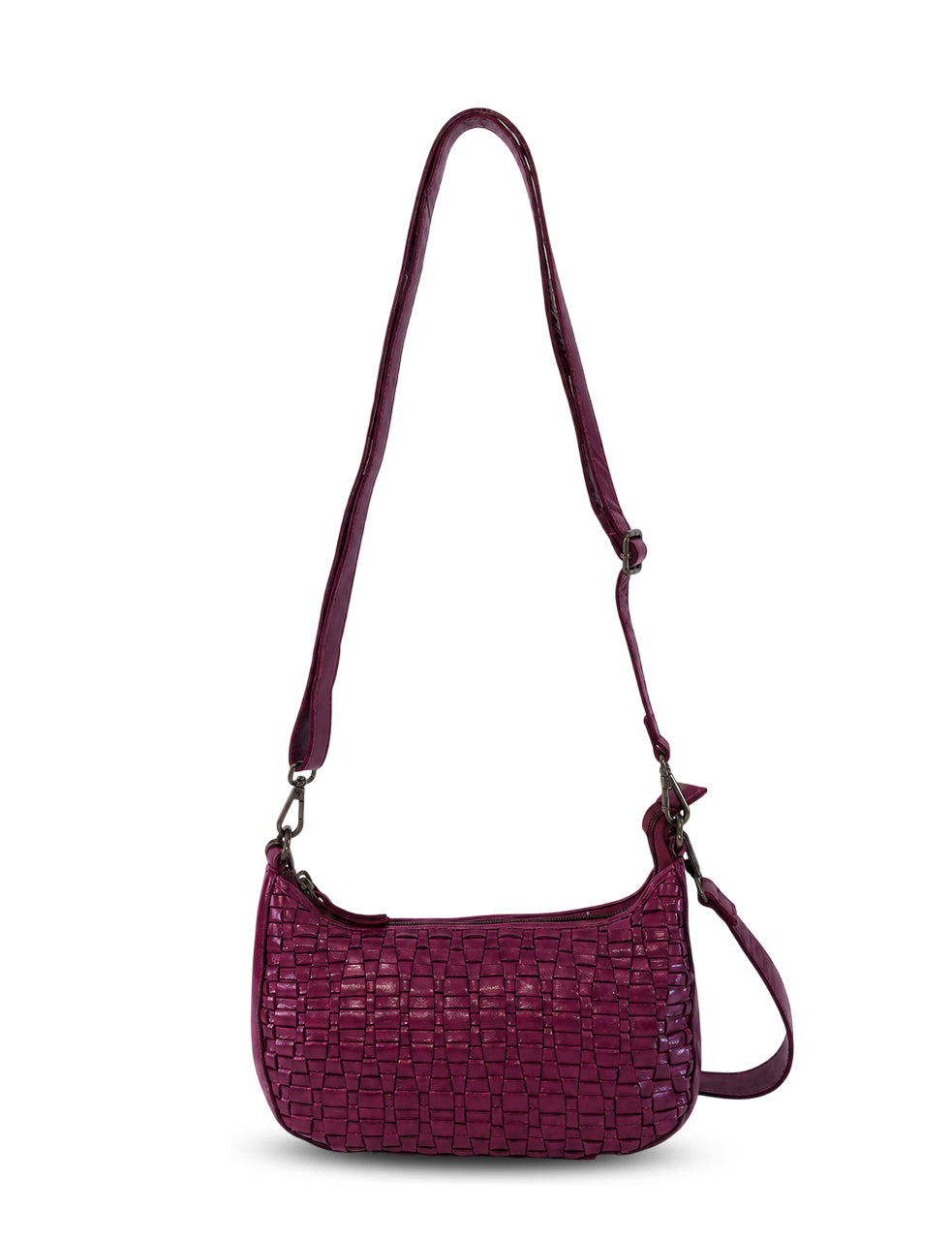 Serenade Sorrento Moon woven leather cross body bag in purple