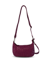 Serenade Sorrento Moon woven leather cross body bag in purple