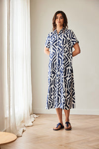 Peruzzi - Geo Block Print Dress - Navy