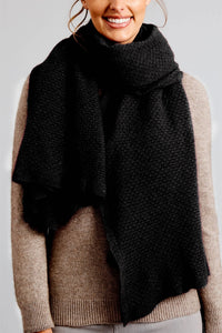 MerinoSnug - Mansfield Wool Knitted Wrap - Australian Made in Black