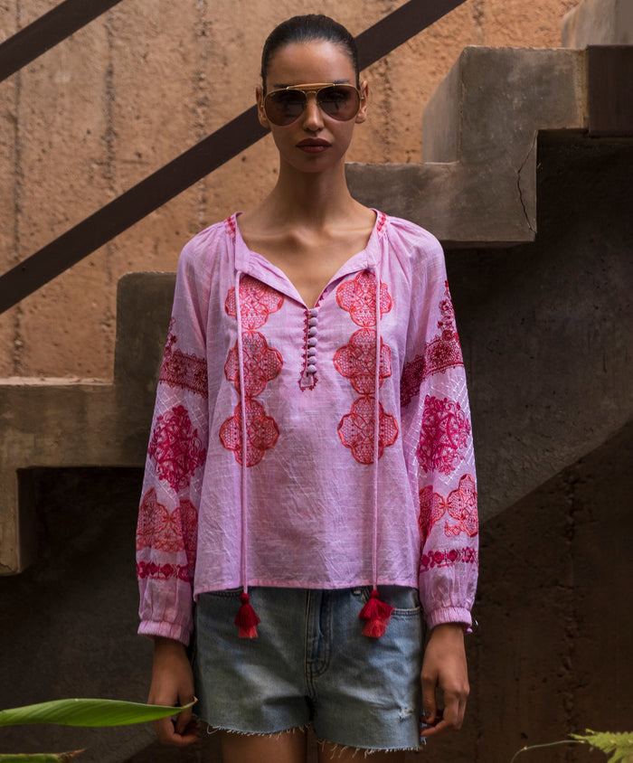 Rose & Rose Ash Top in Pink Marl - front