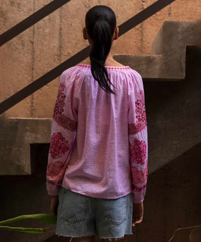 Rose & Rose Ash Top in Pink Marl - styled