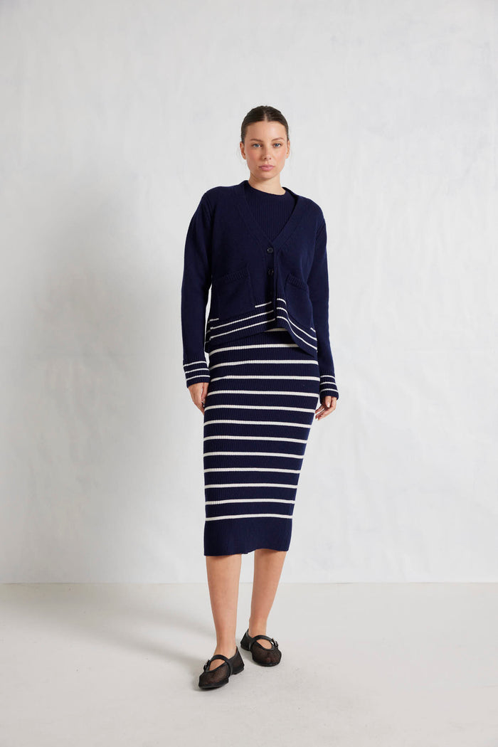 Alessandra Mona Merino & Cashmere Knitted Skirt Navy