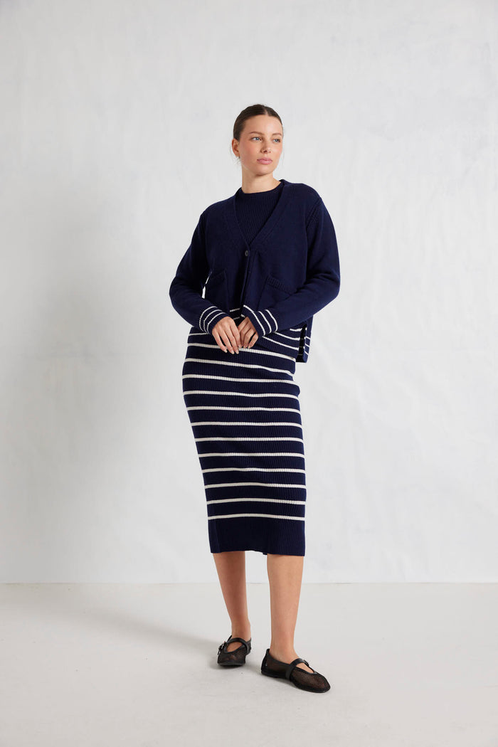 Alessandra Mona Merino & Cashmere Knitted Skirt Navy