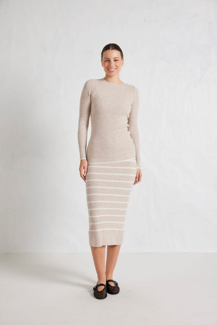 Alessandra Mona Merino & Cashmere Knitted Skirt Beige