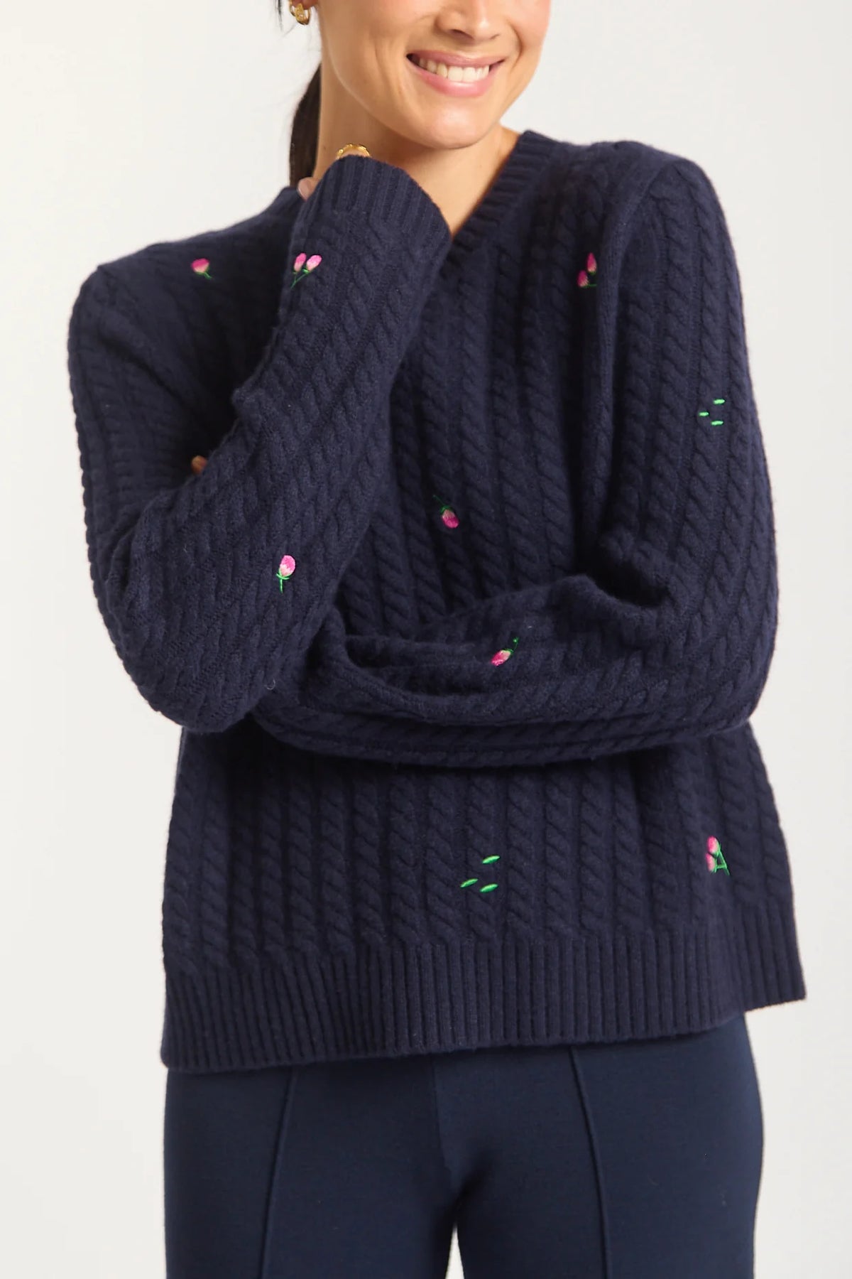 Alessandra - Rosette Merino Cashmere Sweater
