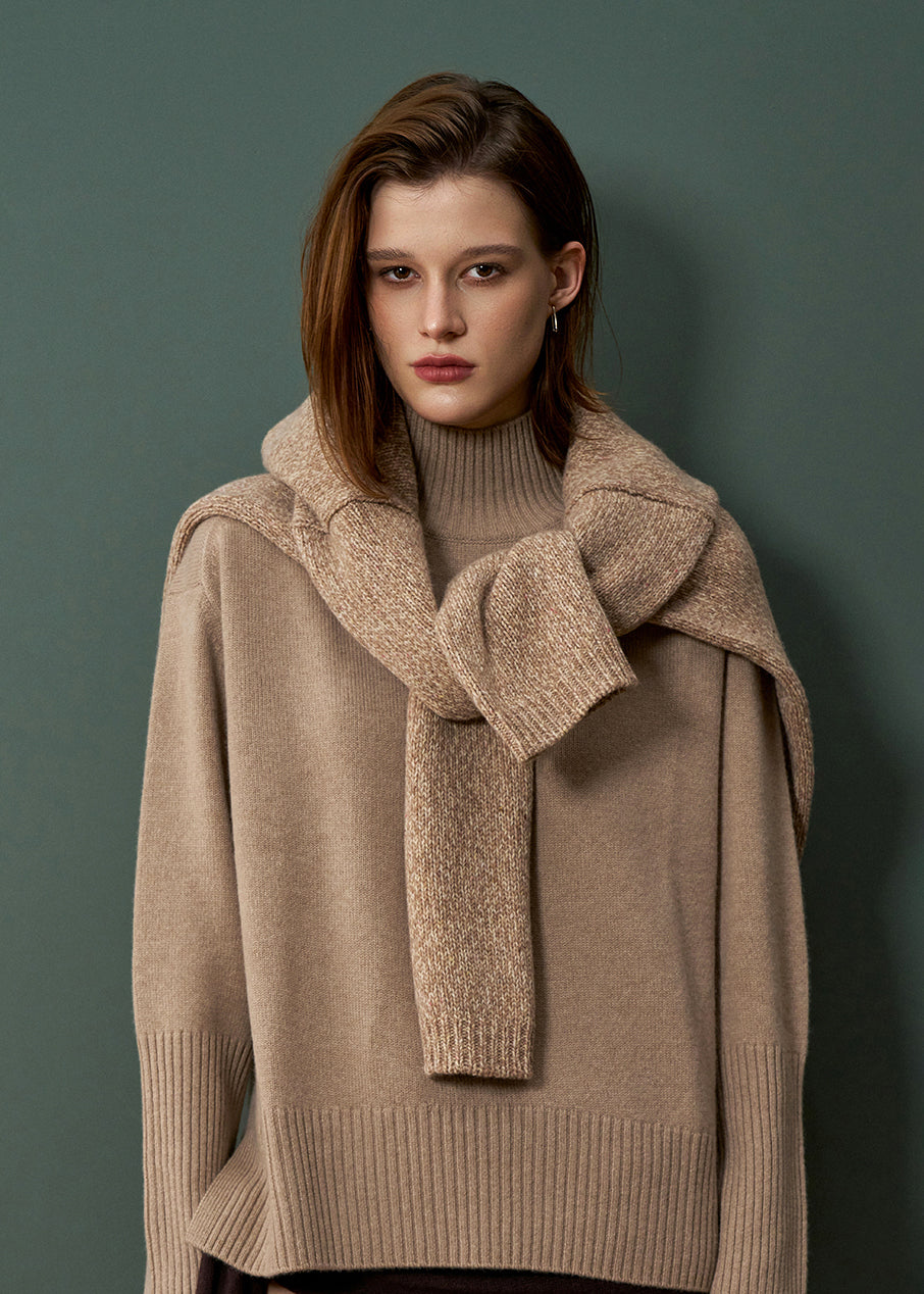 Alete - Tiber Chunky Hi-Lo Hem Polo Neck Sweater