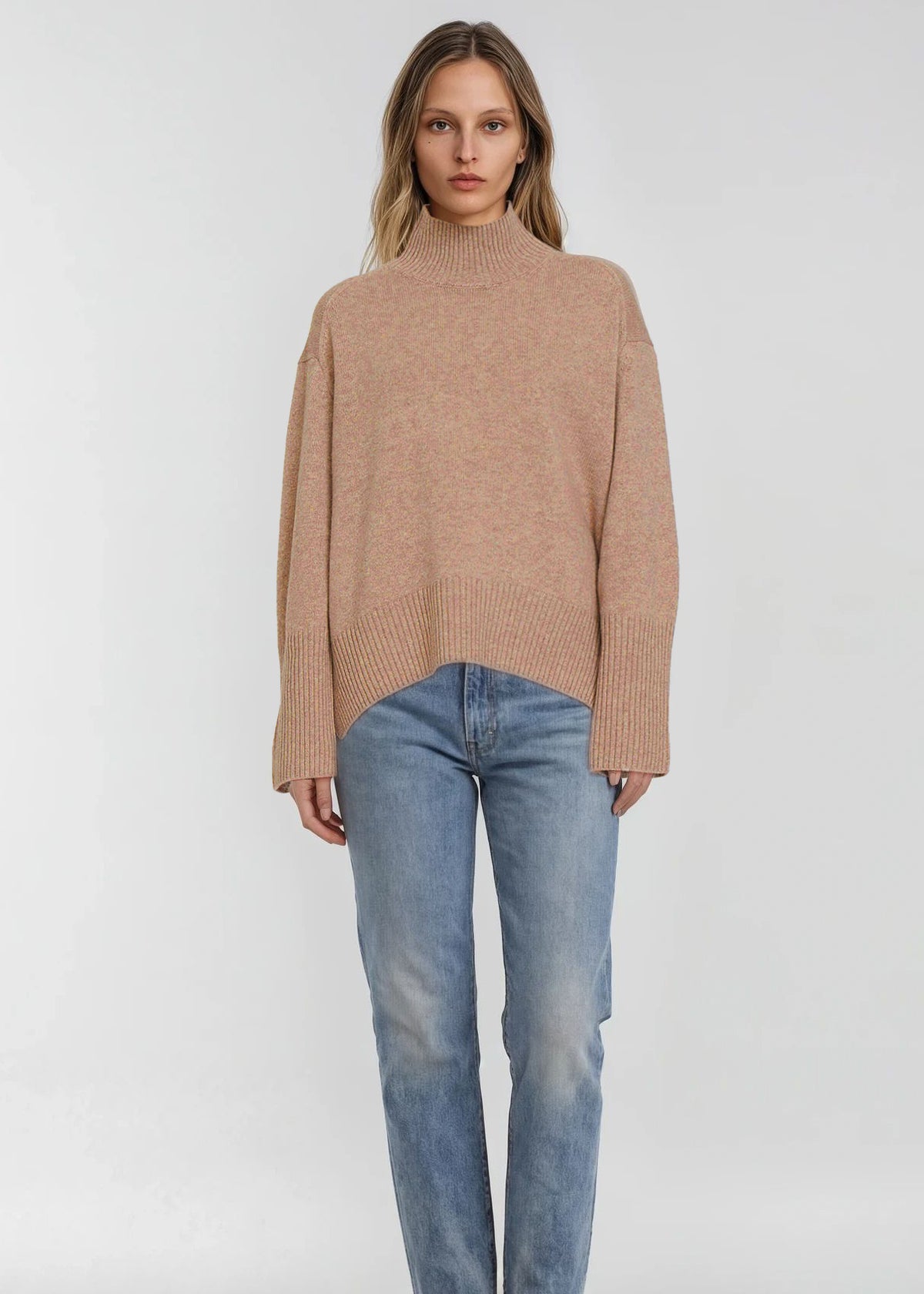 Alete - Tiber Chunky Hi-Lo Hem Polo Neck Sweater