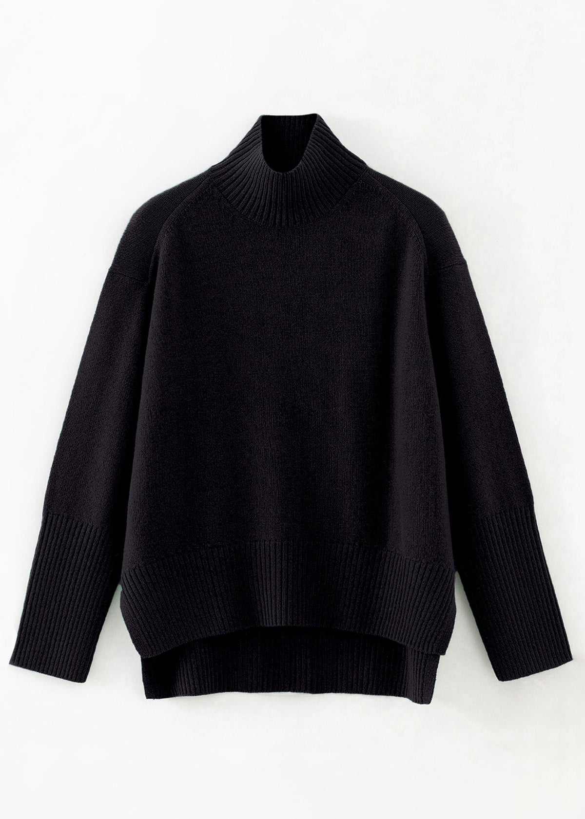 Alete - Tiber Chunky Hi-Lo Hem Polo Neck Sweater