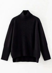 Alete - Tiber Chunky Hi-Lo Hem Polo Neck Sweater