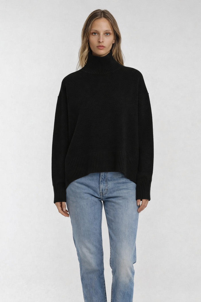 Alete - Tiber Chunky Hi-Lo Hem Polo Neck Sweater