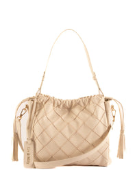 Liv and Milly Alexis bag chalk close-up quilted texture gold hardware
