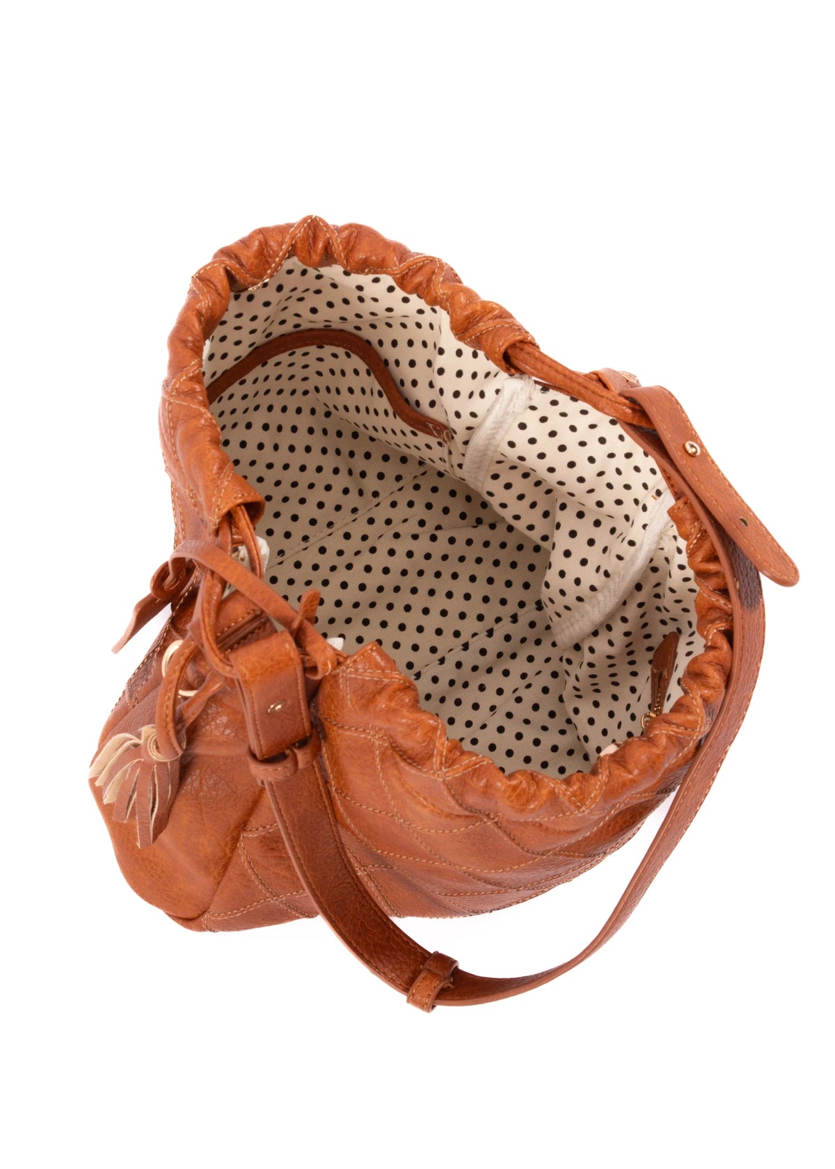 Liv and Milly Alexis bag interior spotted cotton canvas lining zip pocket