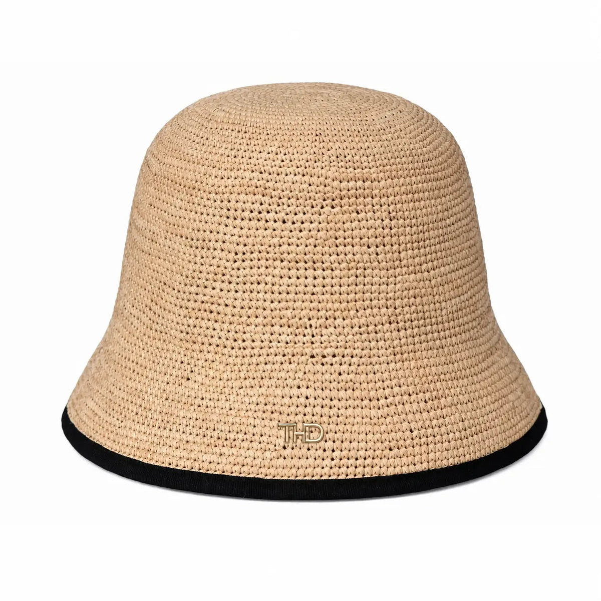 Alice Raffia Cloche Sun Hat - Natural & Black Trim