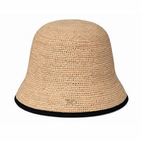 Alice Raffia Cloche Sun Hat - Natural & Black Trim