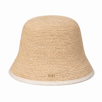 Alice Raffia Cloche Sun Hat - Natural & White Trim