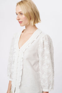 Kireina Alicia Shirt in white, styled full length