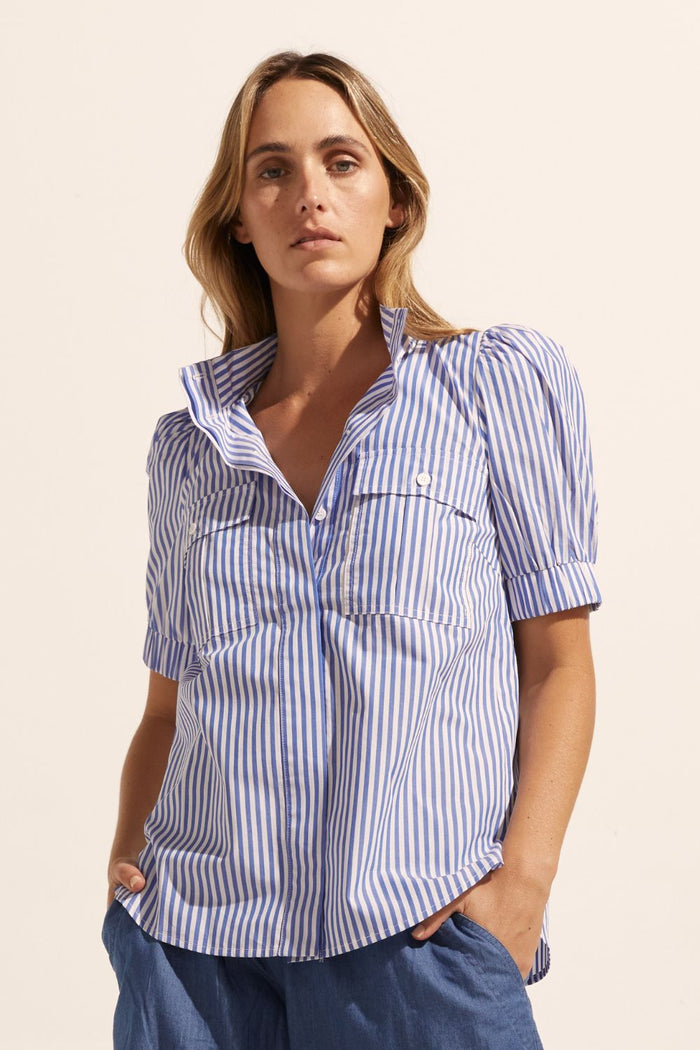 Allot Top - Cobalt Stripe